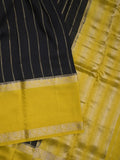 Maheshwari fancy saree black color allover zari motifs & zari border with zari pallu and contrast blouse