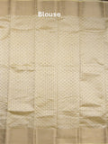 Dupion fancy saree cream color allover zari motifs & zari border with stripes pallu and running blouse