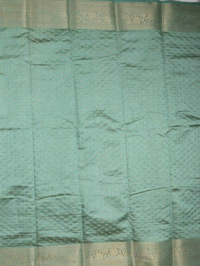 Dupion fancy saree light blue color allover zari motifs & zari border with stripes pallu and running blouse