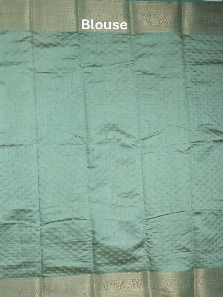 Dupion fancy saree light blue color allover zari motifs & zari border with stripes pallu and running blouse