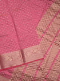 Dupion fancy saree pink color allover zari motifs & zari border with stripes pallu and running blouse