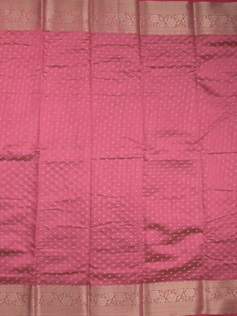 Dupion fancy saree pink color allover zari motifs & zari border with stripes pallu and running blouse