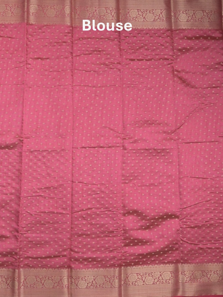 Dupion fancy saree pink color allover zari motifs & zari border with stripes pallu and running blouse