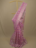 Chanderi fancy saree in pink color allover weaves & zari border with brocade pallu and brocade blouse