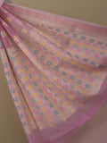 Chanderi fancy saree in pink color allover weaves & zari border with brocade pallu and brocade blouse