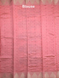 Dupion fancy saree light pink color allover zari motifs & zari border with zari pallu and running blouse