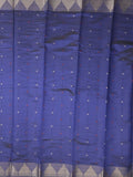 Dupion fancy saree royal blue color allover zari motifs & zari border with zari pallu and running blouse