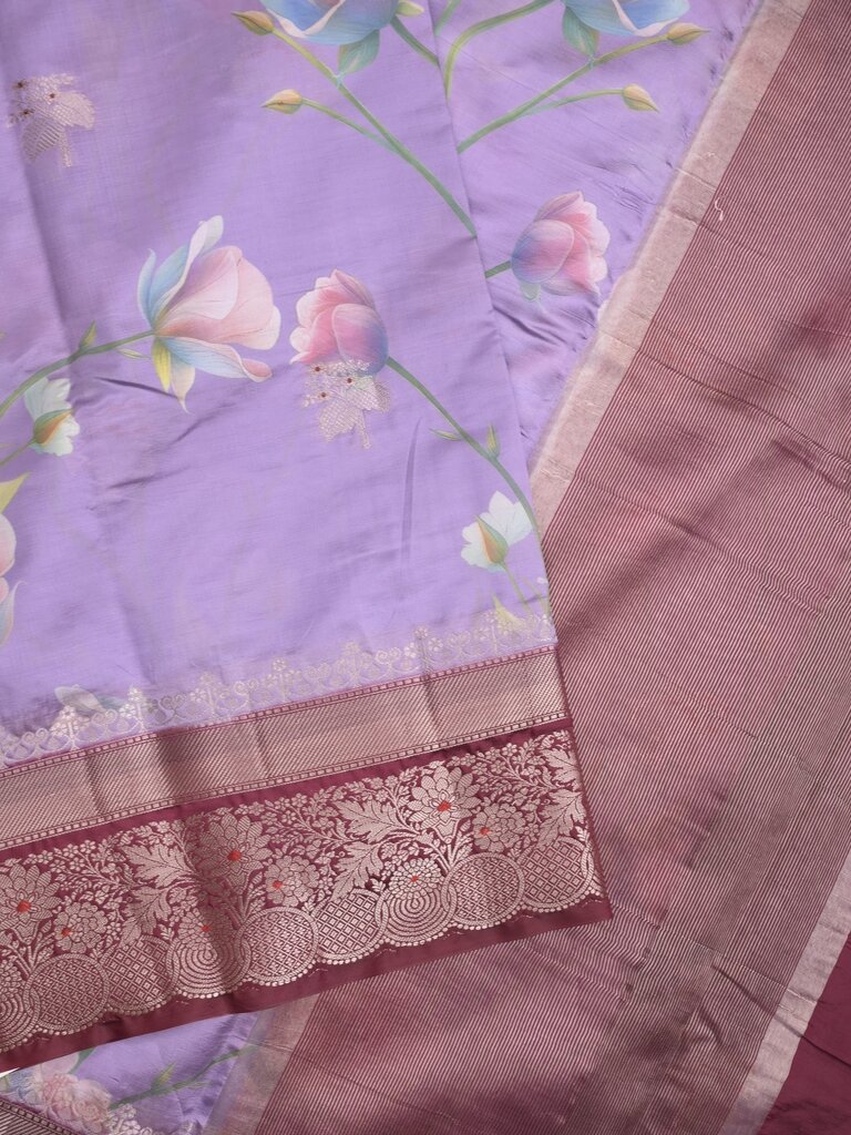 Tussar fancy saree for women | purple | zari border | party wear