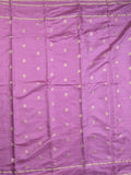 Satin silk fancy saree purple color allover zari motifs & zari border with rich pallu and contrast blouse