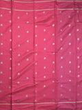 Satin silk fancy saree pink color allover zari motifs & zari border with rich pallu and contrast blouse