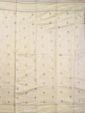 Satin silk fancy saree white color allover zari motifs & zari border with rich pallu and contrast blouse