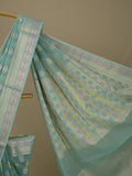 Chanderi fancy saree in light blue color allover weaves & zari border with brocade pallu and brocade blouse