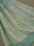 Chanderi fancy saree in light blue color allover weaves & zari border with brocade pallu and brocade blouse