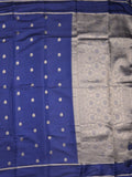 Satin silk fancy saree royal blue color allover zari motifs & zari border with rich pallu and contrast blouse