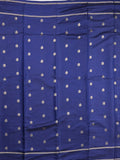 Satin silk fancy saree royal blue color allover zari motifs & zari border with rich pallu and contrast blouse