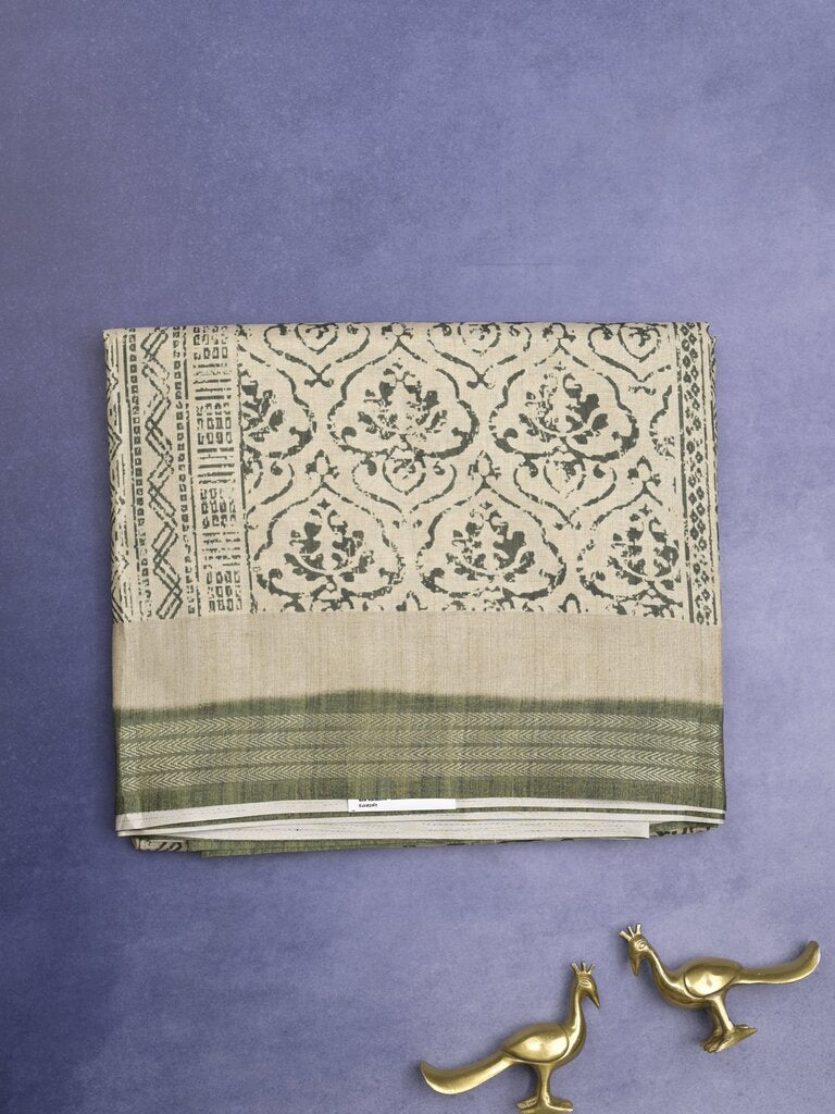 Tussar fancy saree for women | black | printed | party wear