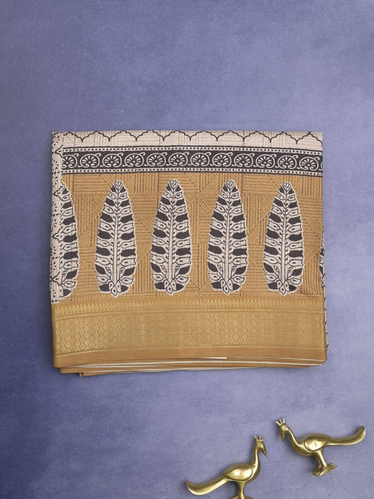 Tussar fancy saree for women | black | printed | party wear