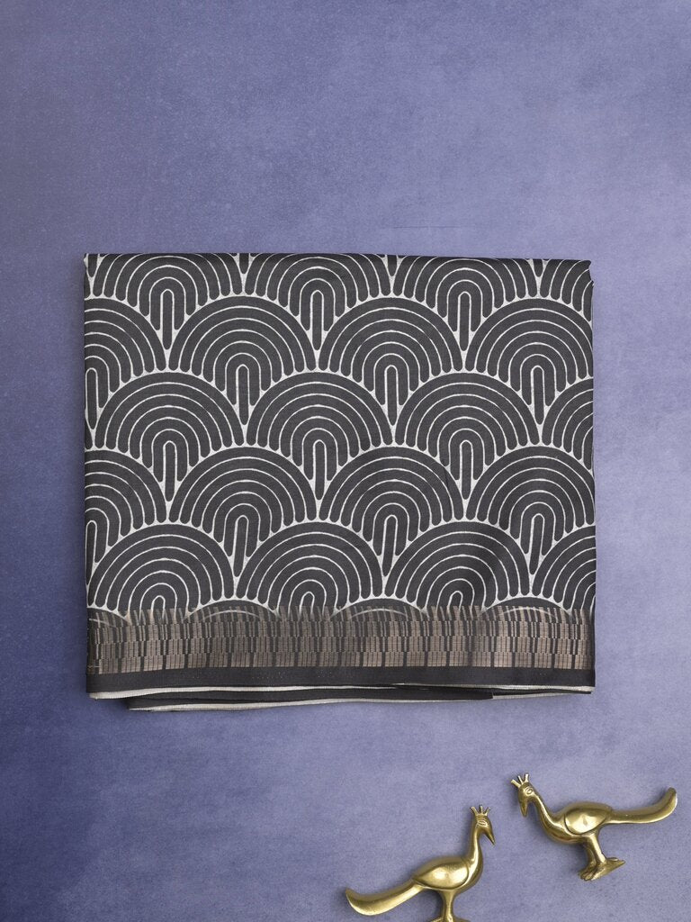 Tussar fancy saree for women | black | printed | party wear