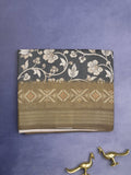 Tussar fancy saree for women | black | printed | party wear