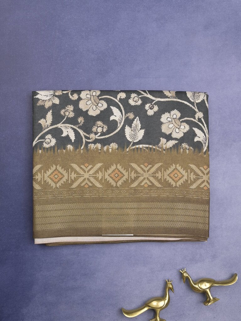 Tussar fancy saree for women | black | printed | party wear
