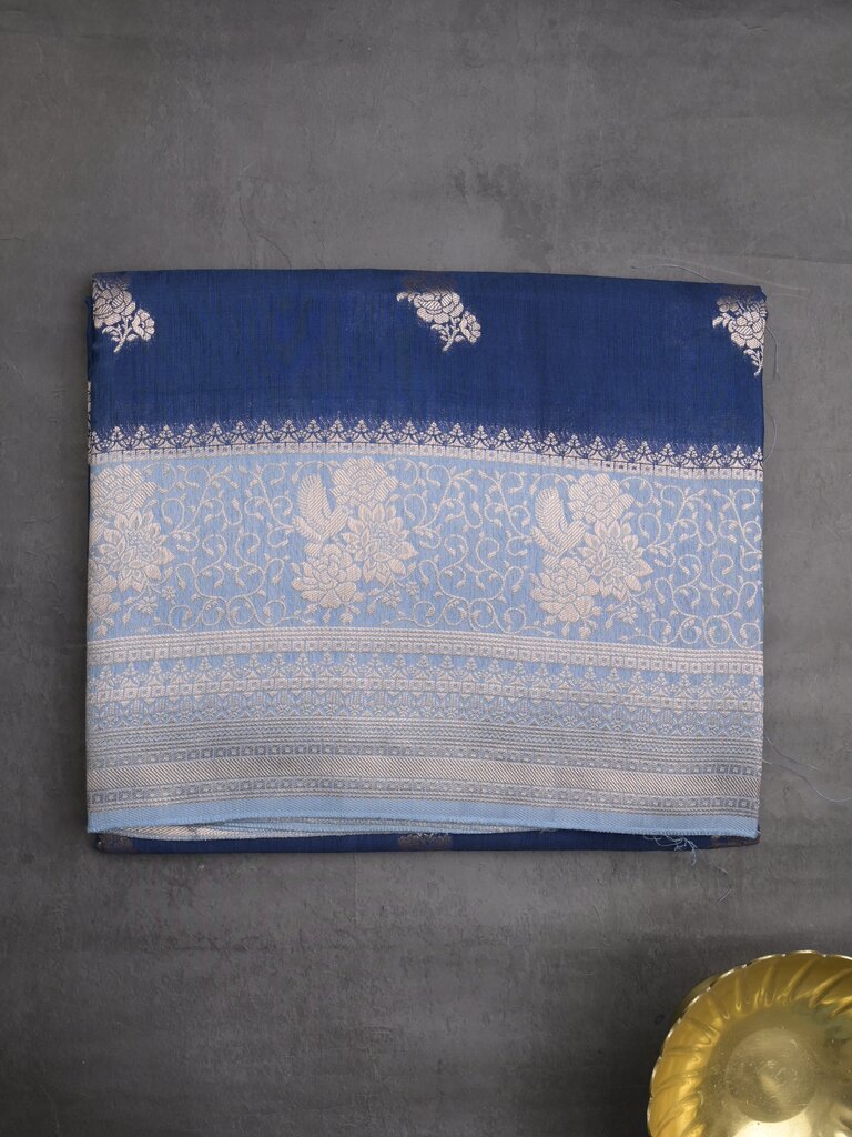 Tabby silk fancy saree for women | royal blue | zari border | party wear