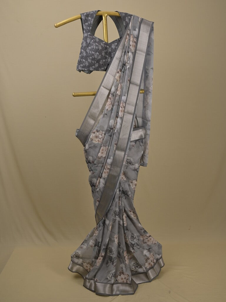 Rocket saree Chiffon saree in grey color