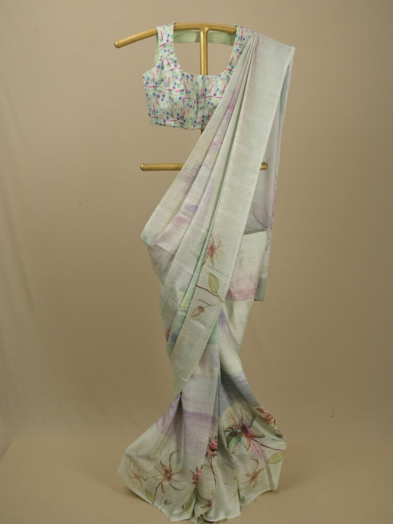 Rocket saree Crape saree in light pastel green color