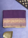 Chanderi fancy Saree in navy blue color allover plain with Zari Border & tissue blouse