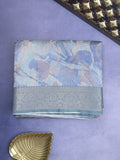 Elegant Chanderi Printed Saree in bluish grey color with Zari Border & Matching Blouse