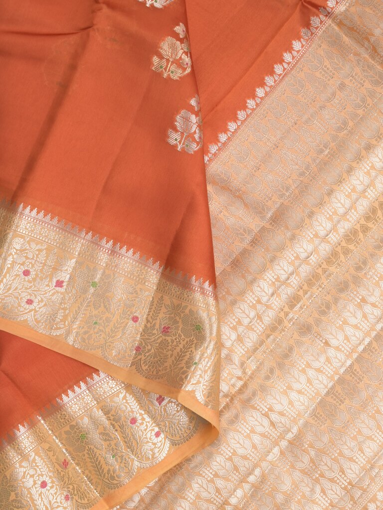 Mango silk fancy saree for women | orange | zari border | party wear