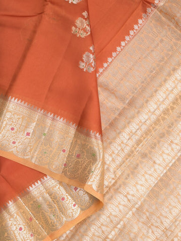Mango silk fancy saree for women | orange | zari border | party wear