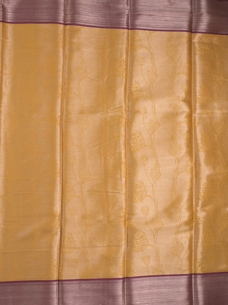Banaras tissue fancy Saree in mustard yellow color allover weaves, Zari Border with running blouse