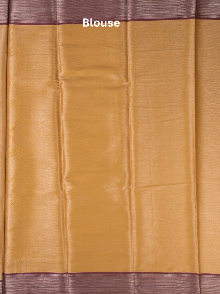 Banaras tissue fancy Saree in mustard yellow color allover weaves, Zari Border with running blouse
