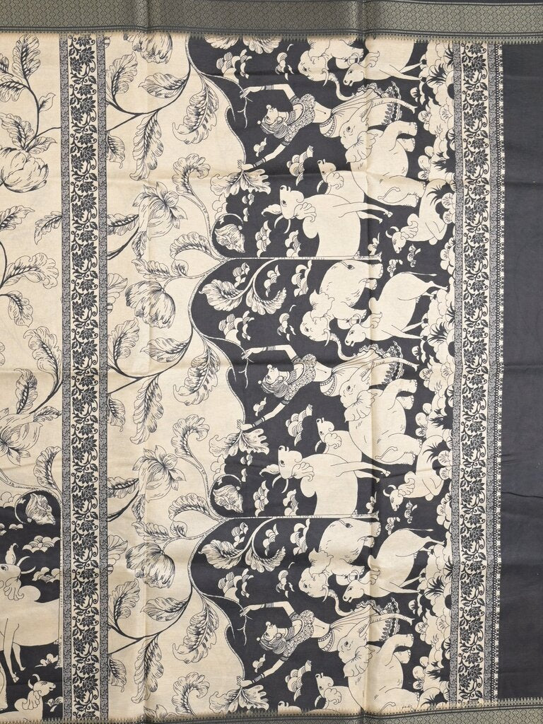 Tussar fancy saree for women | black | printed | party wear