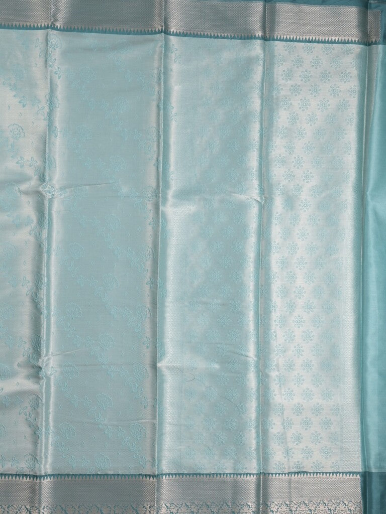 Banaras tissue fancy Saree in light blue color allover weaves, Zari Border with running blouse