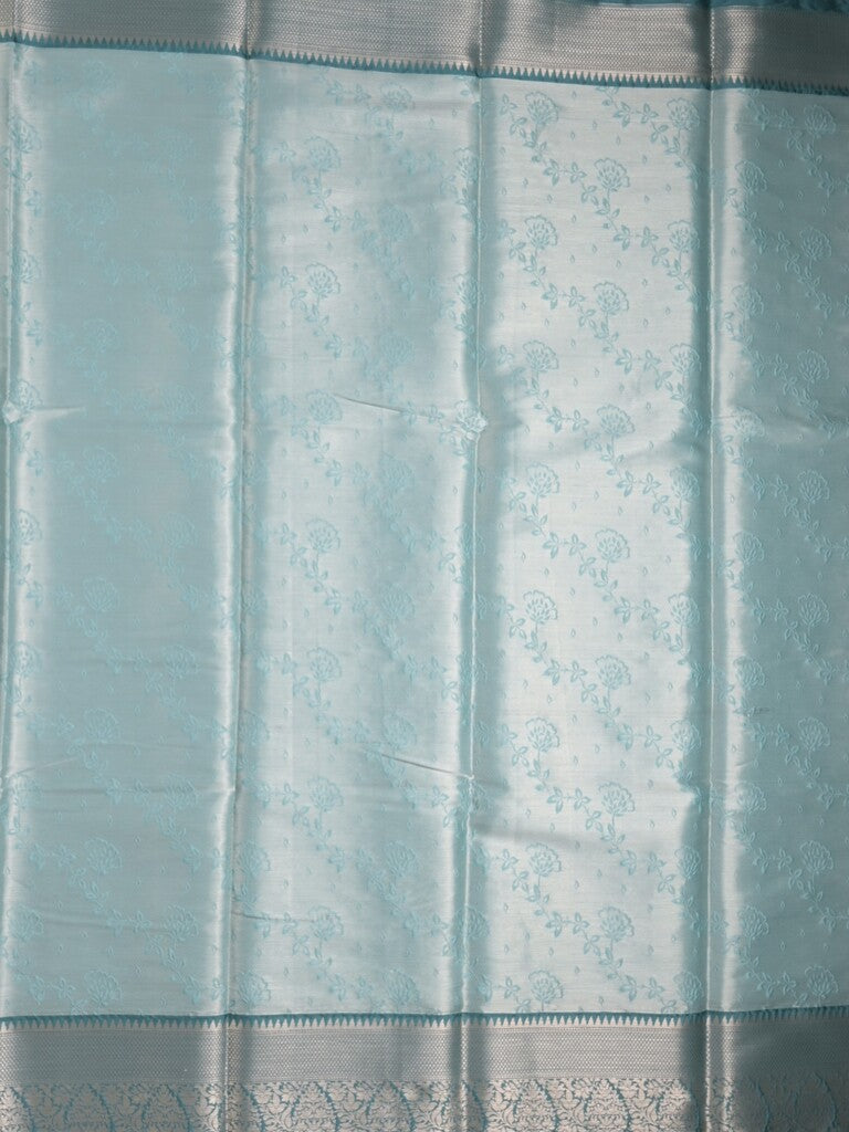 Banaras tissue fancy Saree in light blue color allover weaves, Zari Border with running blouse