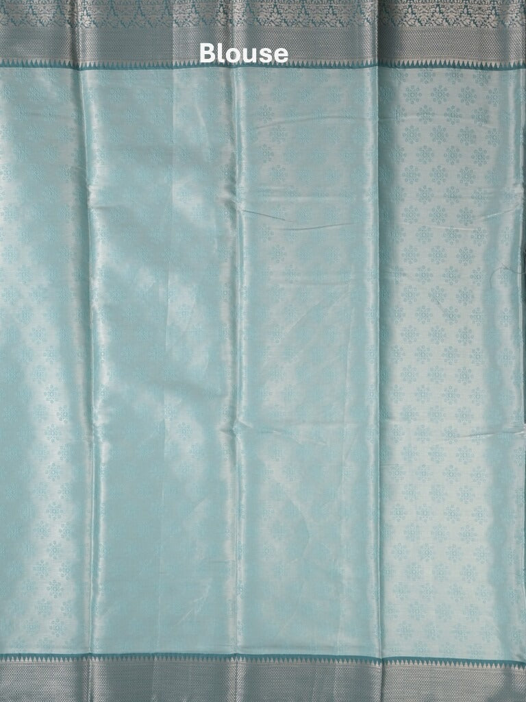 Banaras tissue fancy Saree in light blue color allover weaves, Zari Border with running blouse