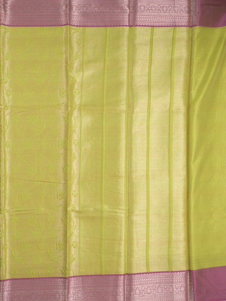 Banaras tissue fancy Saree in yellow color allover weaves, Zari Border with running blouse