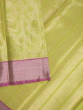 Banaras tissue fancy Saree in yellow color allover weaves, Zari Border with running blouse