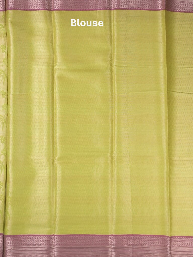 Banaras tissue fancy Saree in yellow color allover weaves, Zari Border with running blouse
