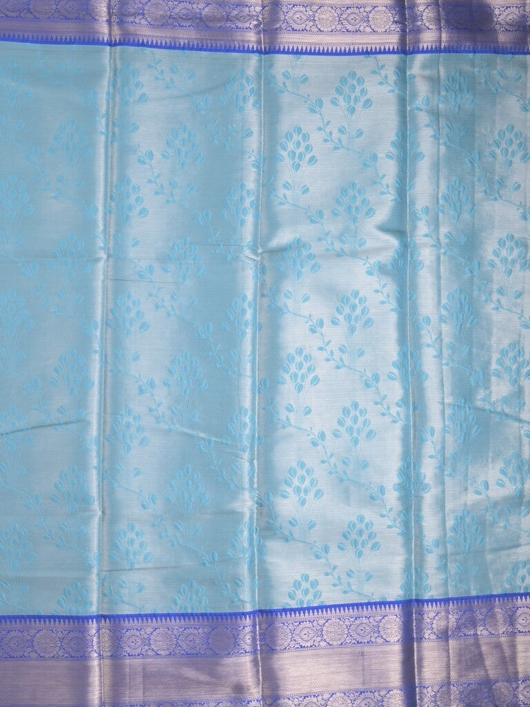 Banaras tissue fancy Saree in sky blue color allover weaves, Zari Border with running blouse