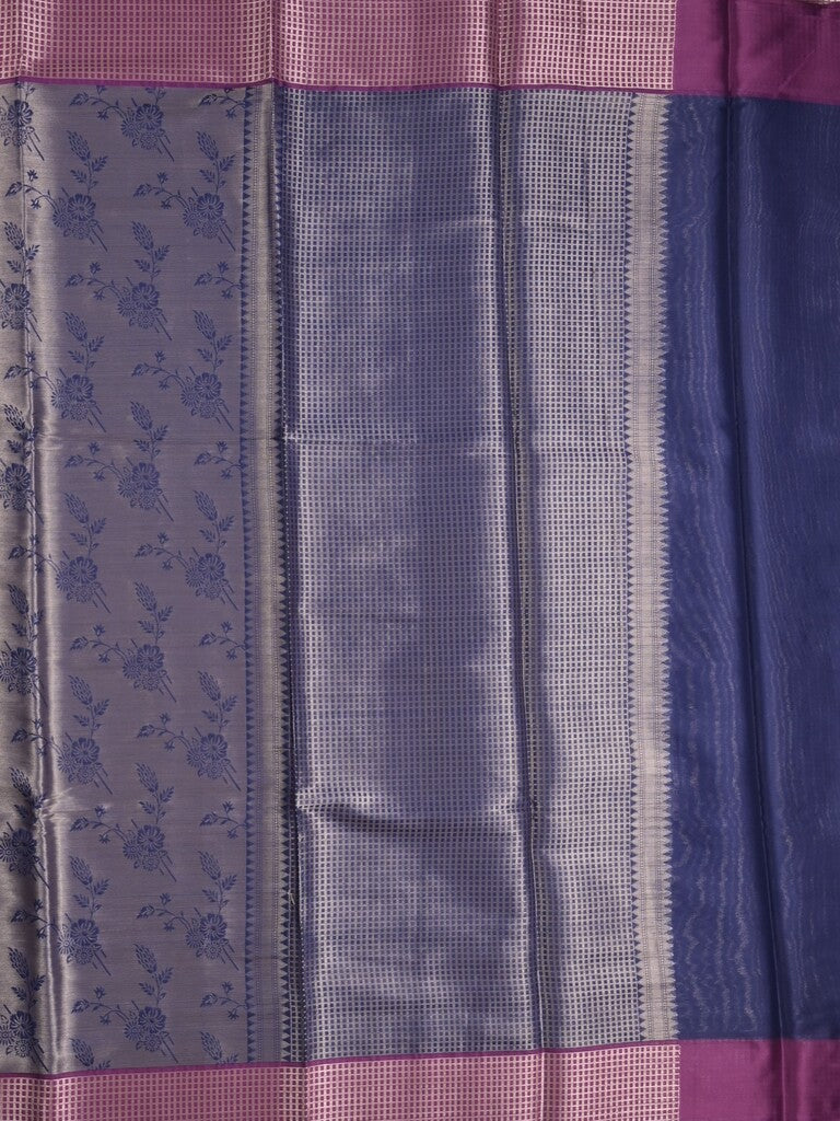 Banaras tissue fancy Saree in navy blue color allover weaves, Zari Border with running blouse