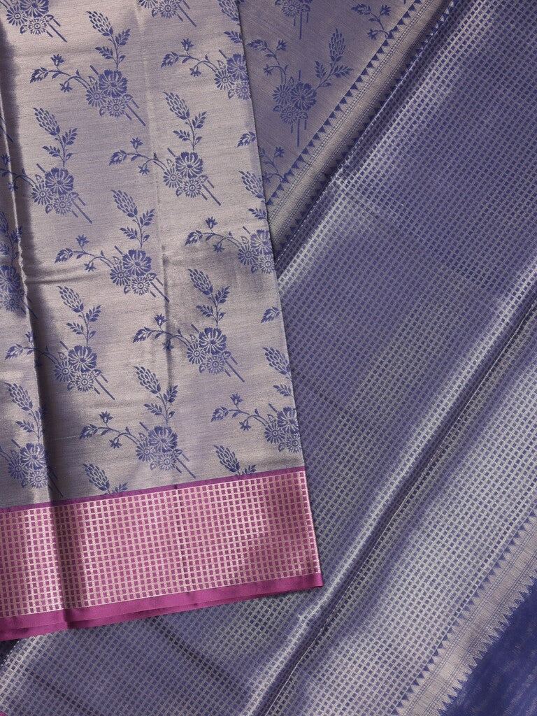 Banaras tissue fancy Saree in navy blue color allover weaves, Zari Border with running blouse