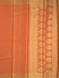 Georgette fancy Saree in orange color allover weaves, Zari Border with rich pallu and plain blouse