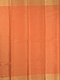 Georgette fancy Saree in orange color allover weaves, Zari Border with rich pallu and plain blouse
