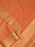 Georgette fancy Saree in orange color allover weaves, Zari Border with rich pallu and plain blouse