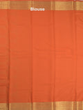 Georgette fancy Saree in orange color allover weaves, Zari Border with rich pallu and plain blouse