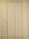 Georgette fancy Saree in cream color allover weaves, Zari Border with rich pallu and plain blouse