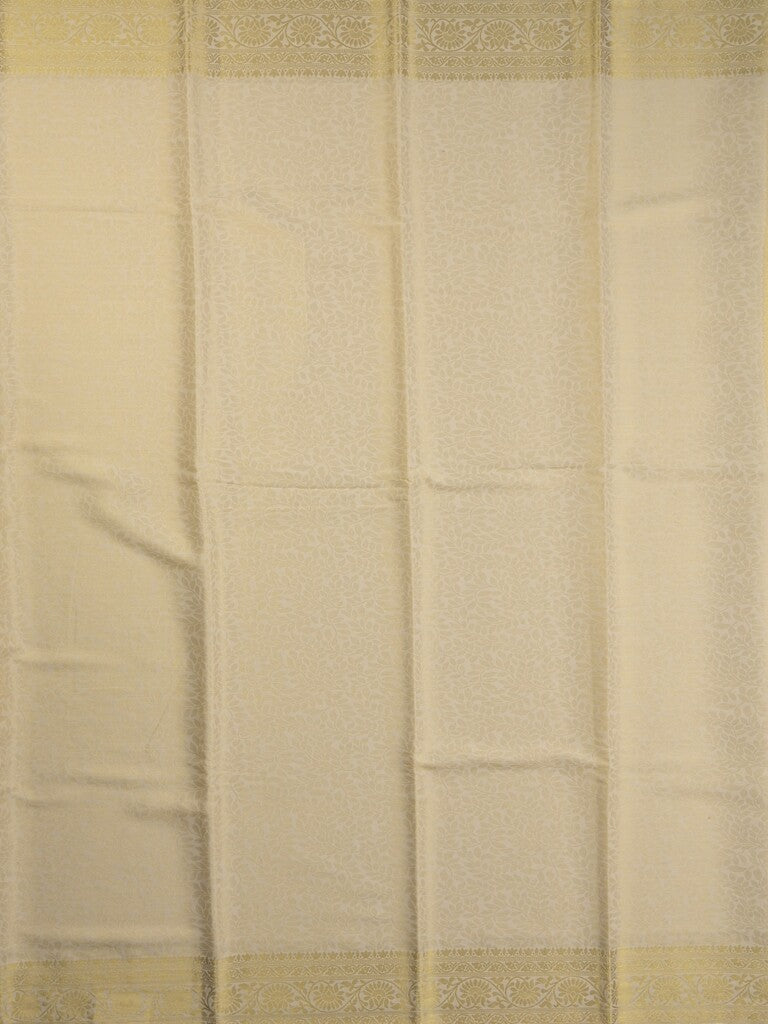 Georgette fancy Saree in cream color allover weaves, Zari Border with rich pallu and plain blouse