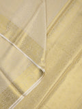 Georgette fancy Saree in cream color allover weaves, Zari Border with rich pallu and plain blouse